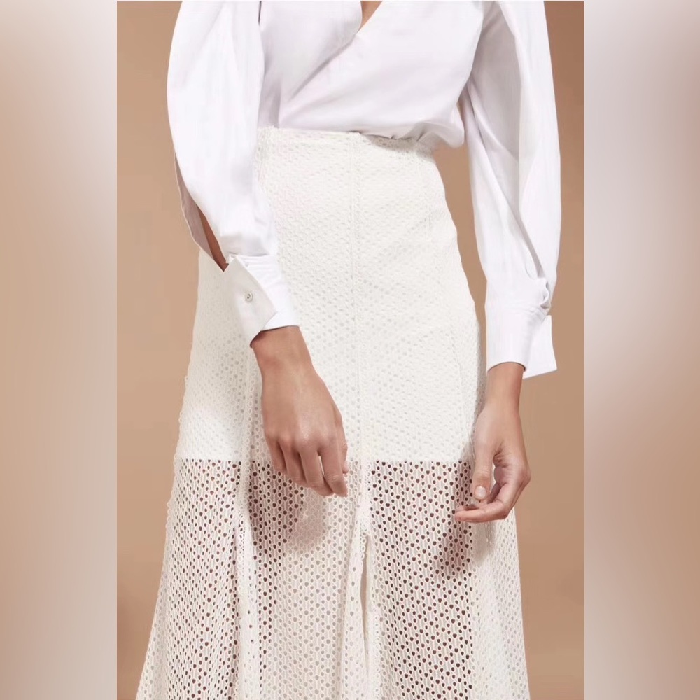 NWT C/MEO Collective White Lace A-Line Skirt - Picture 2 of 5